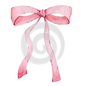 Watercolor ribbon banner and bow for your greeting and logo text