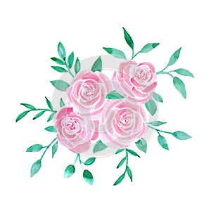 Watercolor rose flowers bouquet illustration