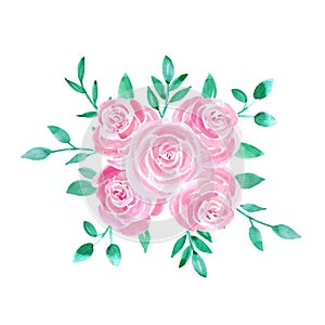 Watercolor rose flowers bouquet illustration