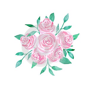 Watercolor rose flowers bouquet illustration