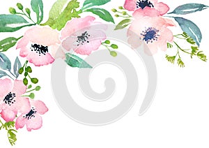 Watercolor roses card template