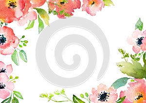 Watercolor roses card template