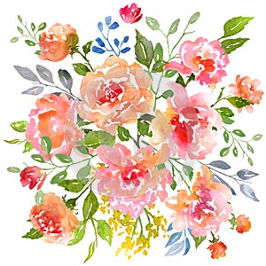 Watercolor roses card template