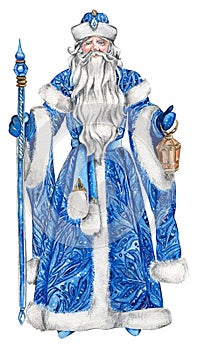 Watercolor Russian Santa Claus