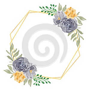 Watercolor rustic purple rose flower frame