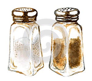 Watercolor salt and pepper shakers