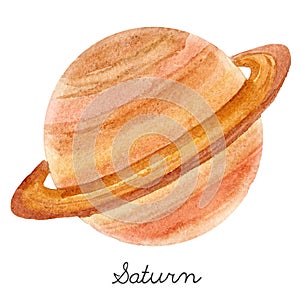 Watercolor Saturn planet illustration