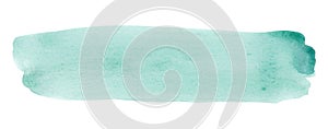 Watercolor sea green background with space for text isolated. Marine blue brush stroke