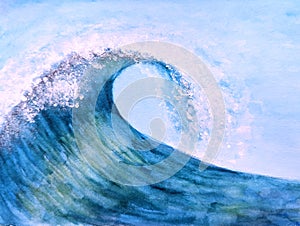 Watercolor sea ocean wave background