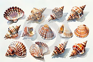 a watercolor sea shells painting