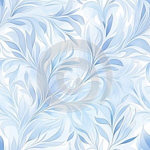 Watercolor seamless christmas pattern with blue swirling leaves and floral designs