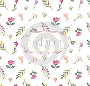 Watercolor seamless floral pattern.