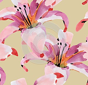 Watercolor seamless flowers