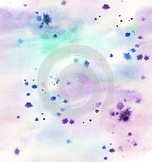 Watercolor seamless hand drawn background. Purple and blue