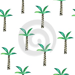 Watercolor seamless patern with palms