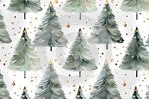 Watercolor seamless pattern of abstract Christmas trees on a white background, design, layout.