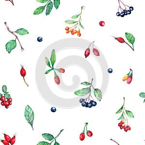 Watercolor seamless pattern with autumn elements.