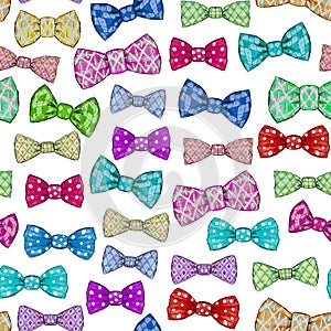 Seamless pattern with bow tie on white background