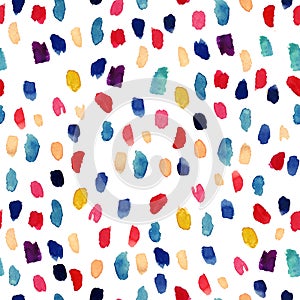 Watercolor seamless pattern with colorful brush strokes.