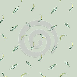 Watercolor Seamless Pattern fresh Foliage weeping Willow Tree. Nature Landscape, simple Tree Branches with green Leaves