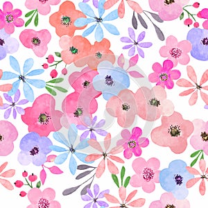 Watercolor seamless pattern. Hand drawn floral background . Vector EPS