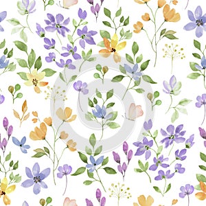 Watercolor seamless pattern. Hand drawn floral background. Vector EPS.