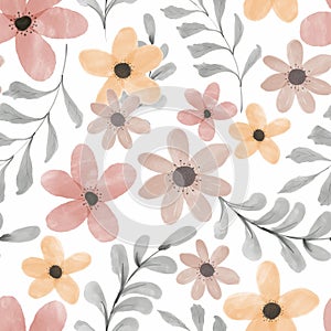 Watercolor seamless pattern hand painted petal floral