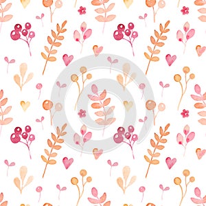 watercolor seamless pattern with lavender floral elements and flowers