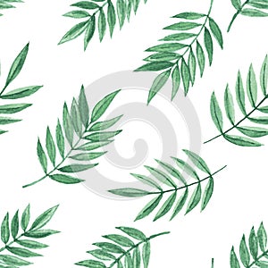 Watercolor seamless pattern with leaves.