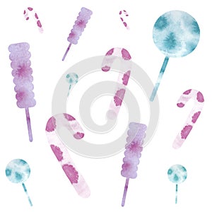 Watercolor seamless pattern with lollipops