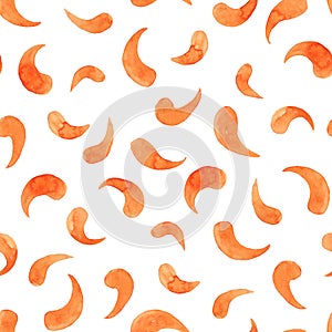Watercolor seamless pattern of orange drops
