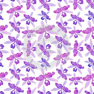 Watercolor seamless pattern with orchids