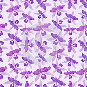 Watercolor seamless pattern with orchids