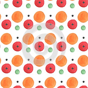 Watercolor seamless pattern. Russian clay toys background.