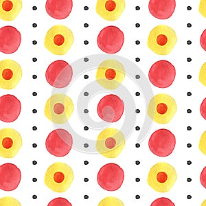 Watercolor seamless pattern. Russian clay toys background.