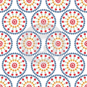Watercolor seamless pattern. Russian clay toys background.