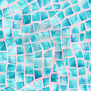 Watercolor seamless pattern of swimming pool tile