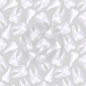 Watercolor seamless pattern on the theme of dentistry