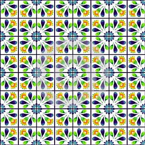 Watercolor seamless pattern with tiles