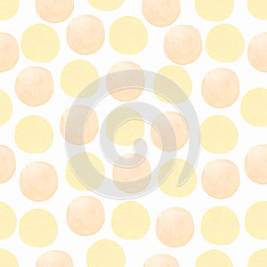 Watercolor seamless pattern yellow polka dots.Seamless background for your design