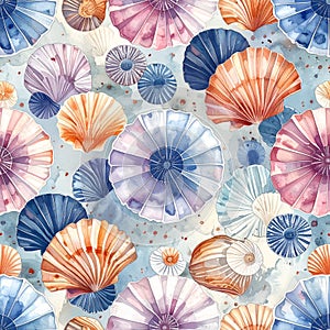 Watercolor Seashell Pattern