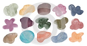 Watercolor set of abstract hand painted forms