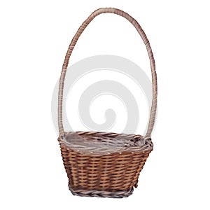 Watercolor set of baskets. empty baskets of white and brown color. Realistic illustration