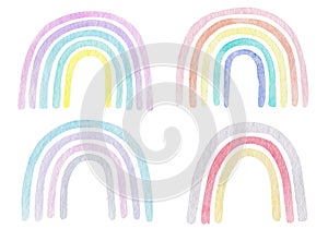 Watercolor set of rainbow in pastel color. Childish art illustration clipart in trendy scandinavian style