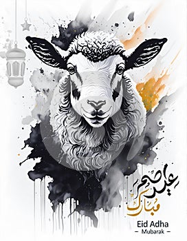 Watercolor Sheep illustration, Celebration of Muslim community festival Eid Al Adha