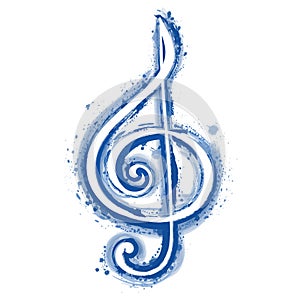 watercolor sign treble clef for a musical concert poster