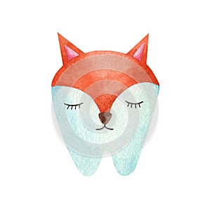Watercolor singl tooth of a fox.