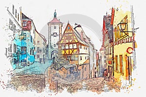 Aquarell skizzieren oder illustrationen aus schön straßen deutschland 