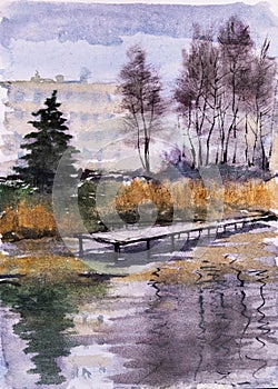 Watercolor sketch landscape