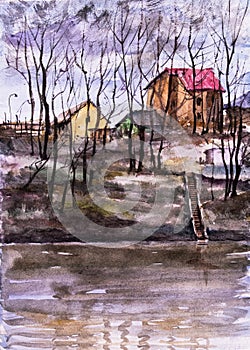 Watercolor sketch landscape